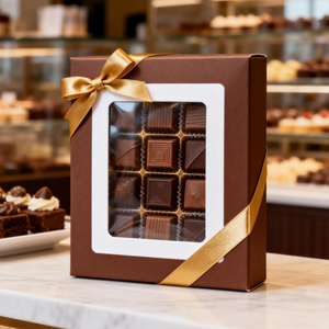 Boîtes cadeaux en chocolat biodégradables personnalisées Fenêtre transparente Emballage alimentaire Couvercle en PVC Carton <span class=keywords><strong>blanc</strong></span> Boîtes de qualité alimentaire - Product Image 1