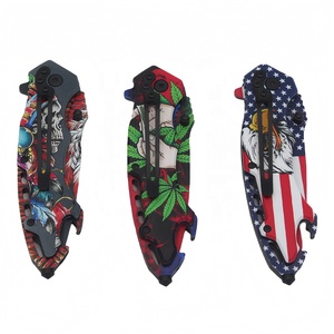 Cuchillo de bolsillo plegable de supervivencia táctica de hoja de acero inoxidable con impresión 3D personalizada con abrebotellas - Product Image 5