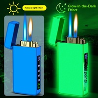 Nouvelle lampe torche multifonctionnelle personnalisée de grande capacité, rechargeable, avec double flamme, affichage numérique, briquet à jet de gaz