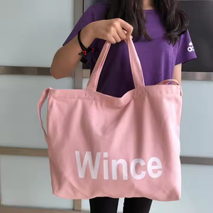 Venta caliente personalizada Rosa logotipo personalizado lona algodón Diagonal Span al por mayor compras bolsa sencilla - Product Image 1