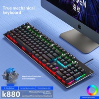 LEAVEN K880 Original 104-Key RGB Backlit Wired USB Gaming Mechanical Numeric Keyboard with Customizable Keycap Colors