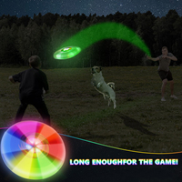 Glow UFO Flat LED Light-Up Flying Disc 26.5cm Jeu de sport de plein air personnalisé en plastique souple noir et blanc