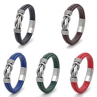 YL 2025 mode marron noir infini noeud cuir Bracelet Bracelet en acier inoxydable fermoir magnétique Bracelet en cuir tressé