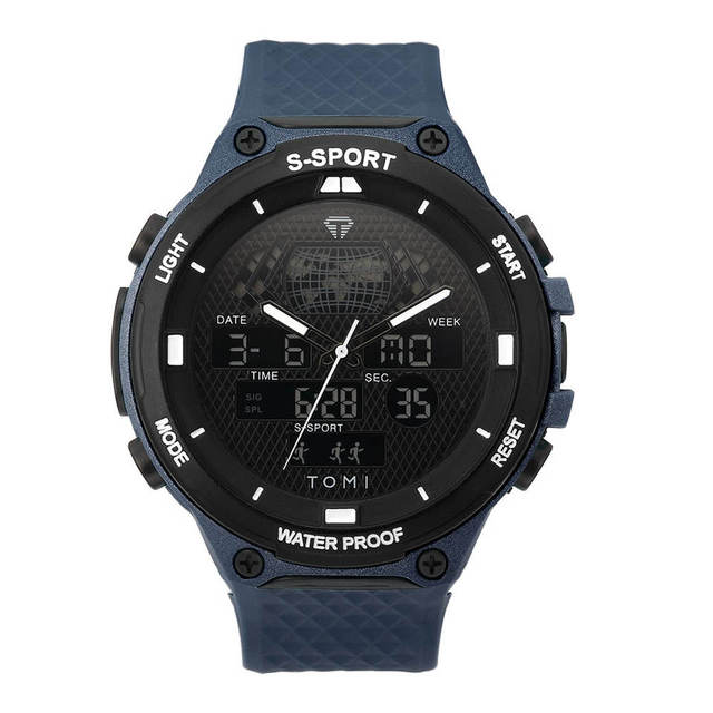 TOMI T215 Wholesale Sport Digital Watch LED Display Simple Design Stop Watch Leather Band Auto Date Daily Use Wristwatch for Men
