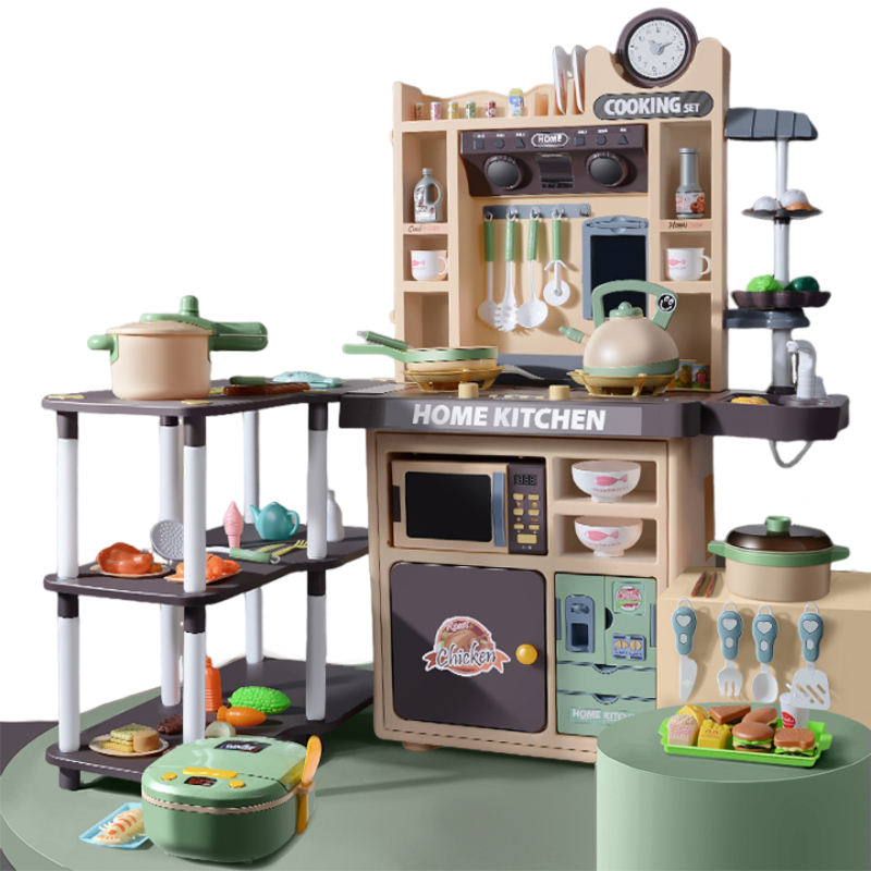 New Modern Cooking Toys Kitchen Big Tableware Dishe Play Set With