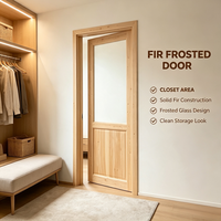 Bulk Order Solid Cedar Wood Interior Glass Door Custom Size Solid Timber Indoor Door