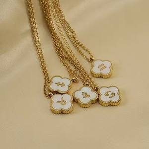 Mujeres trébol Zodiaco astrología signo colgante collar 18K Pvd Acero inoxidable Shell 12 Constelaciones collares horóscopo joyería - Product Image 2