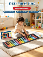 Piano pliable à 37 touches en silicone souple, clavier électronique pour enfants alimenté par piles, jouet éducatif d'apprentissage musical, cadeau pour enfants