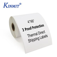 Rouleau de papier thermique direct auto-adhésif Kinmit 4x6 pouces (100x150mm) blanc à coins arrondis, étiquette d'expédition, autocollant code-barres, résistant à l'eau