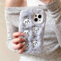 Coques de téléphone portable en peluche chaudes et tendance style Ins, motifs de dessins animés mignons, en promotion, pour filles, compatibles iPhone 17, 16, 15, 14, 13, 12