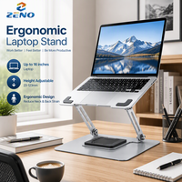 Support pour ordinateur portable Zeno OEM personnalisé pour le bureau, pivotant à 360 degrés, réglable en hauteur de 26 à 153 mm, fabrication en usine