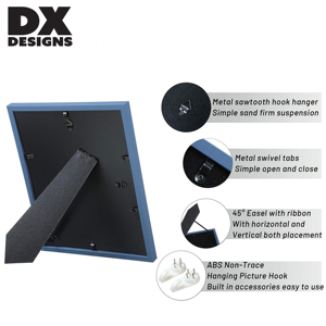 Blue Wood Photo <strong>Frame</strong>, 4x6 5x7 8x10 11x14 12x16 24x36 Inch A3 <strong>A4</strong> Picture <strong>Frame</strong> <strong>with</strong> Plexiglass, Wall Hanging &amp; Tabletop for Home - Product Image 4