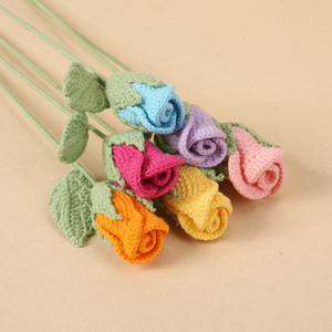 ช่อดอกกุหลาบโครเชต์ Kexiang ก้านเดี่ยว ทำจากเส้นใยโพลีเอสเตอร์ หลายสี สำหรับตกแต่งเป็นของขวัญ - Product Image 1