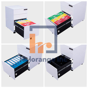 Meubles modernes pour la maison et le bureau Roulettes en acier Petit bureau Métal 3 Vertical Mobile Piédestal Rangement de fichiers École Salon - Product Image 5