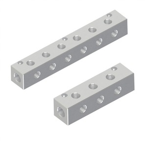 Pneumatic Manifold <b>Block</b> Aluminum RKDLBA 1501 With Horizontal Through Holes And L <b>Shaped</b> Bores For Industrial Use - Product Image 1