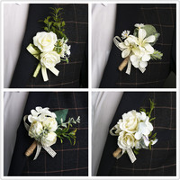 Ensemble de boutonnières de marié pour hommes, fleurs artificielles de mariage, Corsages pour mariage, costume de fête