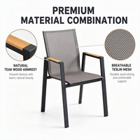 Chaise de salle à manger élégante et unique en aluminium, siège en maille respirante, mobilier de bistrot d'extérieur résistant aux intempéries pour hôtel