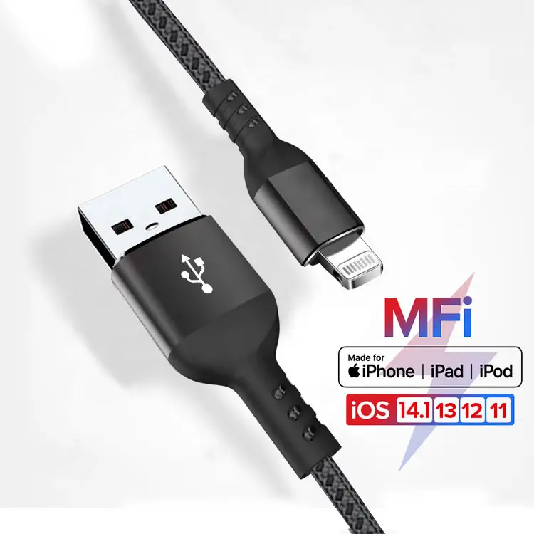 MFi Certified Cable Nylon Braided C89 8 pin USB Cable For iphone 12 for Apple Lighting Cable From MFi Factory