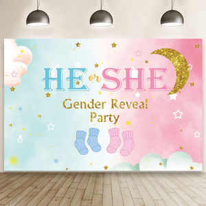 Sfondo per Baby <span class=keywords><strong>Shower</strong></span> a Tema Elefante, Rivelazione del Sesso, Poster Neonato Maschio o Femmina, Fondale Fotografico per Festa 'Lui o Lei', Decorazione Familiare 'Cosa Sarà?' - Product Image 4