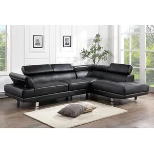 Cómodo sofá cama negro Chaise Sleeper sofá seccional en forma de L esquina ahorro de espacio sofá cama individual