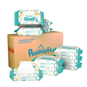 Poomsoft工厂直接销售免费样品80pcs Odm无纺婴儿湿巾带盖婴儿