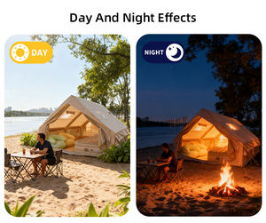 Tente de camping de luxe pliable, gonflable, imperméable, portable, pour toit de voiture, pour famille, utilisation estivale, double couche, une chambre - Product Image 5