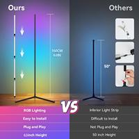 Lampe de sol d'angle LED RGB de 60 pouces, lampe sur pied moderne pour salon, chambre à coucher, salle de jeux