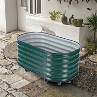 Kit de lit de jardin surélevé en métal minimaliste fond galvanisé avec roues petite jardinière extérieure maison pépinière décor de fleurs numérique