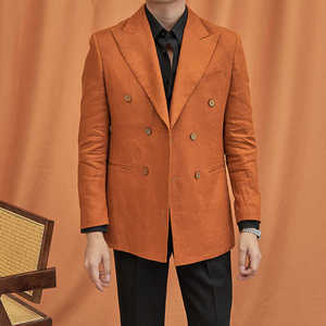 Traje informal de lino 100% con doble botonadura y medio forro para <span class=keywords><strong>hombre</strong></span> de negocios] Gentry Light Luxury Premium Sense of Suit - Product Image 1