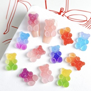 Breloques pour ongles en résine 3D à dos plat, motif oursons gommeux, dégradé rose, rouge, violet, colorées, mignonnes, Kawaii, accessoires de décoration pour nail art et sacs - Product Image 5