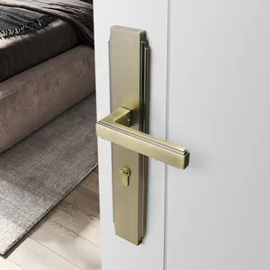 YONFIA 8202P34 solid antique bronze zinc alloy door handle on plate home house bathroom lever door handle lock on back plate