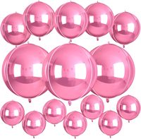 15 ballons en aluminium Globo 4D violet clair, rose, or, rouge, 22/15/10 pouces, pour décoration de fête de remise de diplôme, anniversaire, mariage, Halloween, Noël