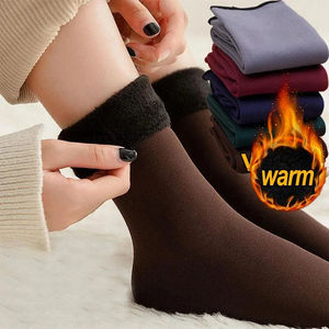 Thermal <b>Socks</b> Women Winter Warm Thicken Fleece Short <b>Socks</b> Cashmere <b>Wool</b> <b>Socks</b> Snow Velvet Boots Home Floor Wear - Product Image 2