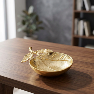 Luxury Gold Leaf Shape Aluminum Serving <b>Bowl</b> Decorative Metal Dessert Dish for Home Party Wedding Fruit Snacks Tableware Centerp - Product Image 2