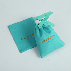 7*9cm Turquoise Blue Jewelry Pouches <b>Thick</b> Twill Cotton Canvas with Linen Ribbon Jewellery Bag Packaging for <b>Rings</b> - Product Image 3