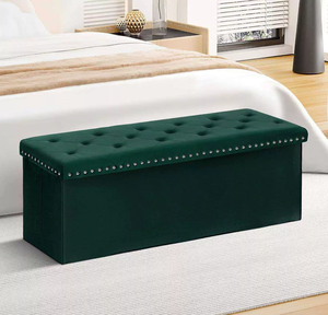 <span class=keywords><strong>Tabouret</strong></span> <span class=keywords><strong>de</strong></span> <span class=keywords><strong>rangement</strong></span> pliable multifonctionnel avec velours renforcé et <span class=keywords><strong>rangement</strong></span> pour clous, idéal pour hôtels et appartements, design moderne - Product Image 3
