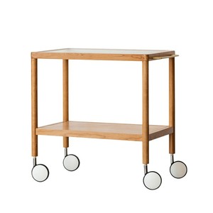 Solid Wood Coffee Table With Glass <b>Top</b> Movable Trolley For Living Room Small Apartment Japanese Style - Product Image 5