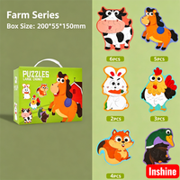 Puzzle d'animaux en gros morceaux, 6 thèmes, ensemble de puzzles pour tout-petits, jouet éducatif, boîte cadeau pour garçons et filles