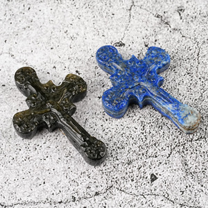 자연 Aventurine 십자가 조각 손 공예 투명 석영 십자가 축복 <span class=keywords><strong>DIY</strong></span> 선물을위한 종교 - Product Image 5
