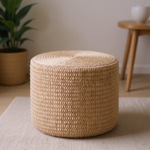 Puf Redondo de Ratán Trenzado, Color Natural, Taburete Otomano, Muebles para Sala de Estar, Decoración del Hogar - Product Image 2