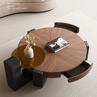 Ensemble table basse moderne et minimaliste italien haut de gamme couleur noyer design de luxe clair avec style médiéval pour salon