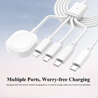 Pengisi Daya Nirkabel Magnetik 4-in-1 untuk Apple Watch Ultra Series, Stasiun Pengisian Cepat dengan USB-C, Micro-USB, Kabel Ringan