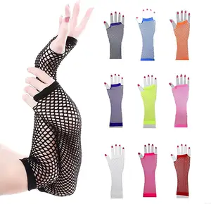 Wholesale Fashion 80&#39;s Long Fishnet Gloves Sexy Fingerless Gloves Retro Party Unisex Gloves Women Girl Lady 1 Pair/opp Bag