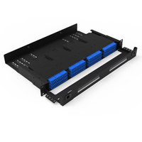 Kaset Sambungan Serat Optik 12 Port Hitam Plastik PC 900um Slim Patch Panel untuk FTTH UPC SM LC UPC Splicing