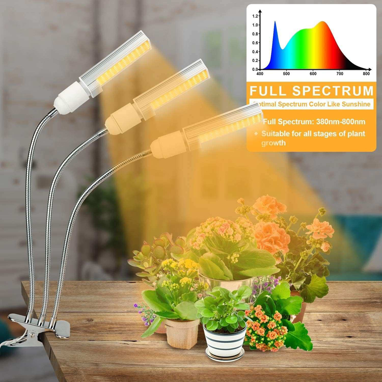 CE ROHS AC 110-240V 68W Full Spectrum Sunlight Warm White 3 Heads Dimmable Clip LED Plant <strong>Grow</strong> <strong>Light</strong> with Timer Function