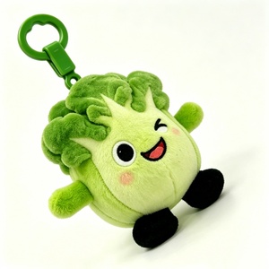 Porte-clés en peluche personnalisé en forme de bok choy avec visage clignotant, breloque légume vert bicolore, peluche végétale brodée - Product Image 2