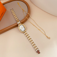 Ensemble cadeau pour femme avec logo personnalisé, montre à quartz avec bracelet en cuir, cadran de 30 mm, boîte orange, MOQ 96 ensembles, mouvement SEIKO, résistant à l'eau