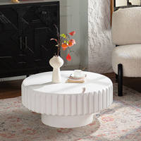 Table basse décorative OVS 37,4 pouces en bois massif MDF, style Mid-Century, avec plateau ondulé côtelé, durable, pour salon et appartement
