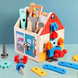 Multi-functional Play Learning Montessori Toddler <b>Tool</b> Toy with <b>Bench</b>, Saw, Hammer, Wrench, Screwdriver, Handle, Swivel Handle - Product Image 1