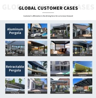 Solution de pergola en aluminium prête à l'emploi, toit à lames modulaires motorisé, fiche technique, certifications de qualité, global